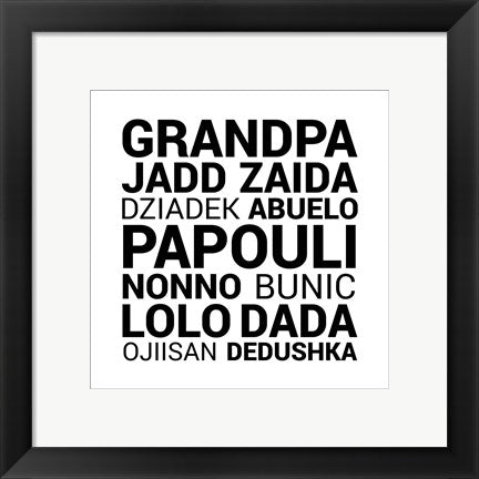 Framed Art Grandpa Various Languages Wall Decor 18x24 Artwork