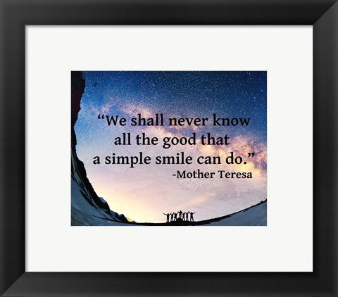 Framed Art Frame Art A Simple Smile - Mother Teresa Quote Wall Decor 18x24 Artwork