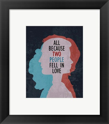 Framed Art All Because Two People Fell In Love Silhouette Wall Decor18x24 Artwork