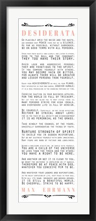 Framed Art Frame Art Desiderata Bus Roll Black and Peach Text Wall Decor 18x24 Artwork