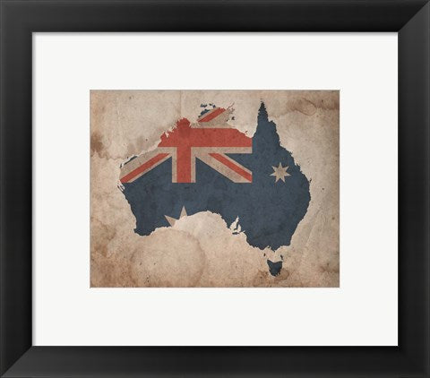 Framed Art Map with Flag Overlay Australia Wall Decor 18x24 Artwork