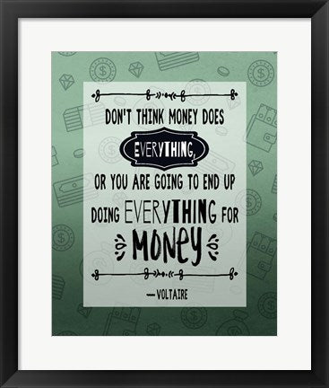 Framed Art Frame Art Don't Think Money Does Everything Inverted Wall Decor 18x24 Artwork