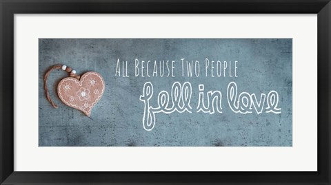 Framed Art Two People Fell in Love Wood Pendant Wall Decor 18x24 Artwork