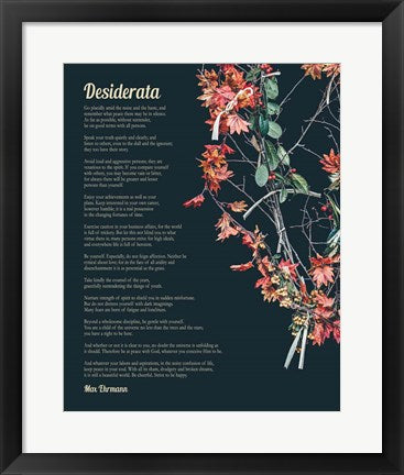 Framed Art Frame Art Desiderata Autumn Branches Wall Decor 18x24 Artwork
