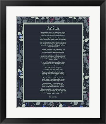 Framed Art Frame Art Desiderata Leaf Pattern Frame Dark Wall Decor 18x24 Artwork