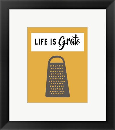 Framed Art Retro Kitchen I - Life Is Grate Wall Decor 18x24 Artwork