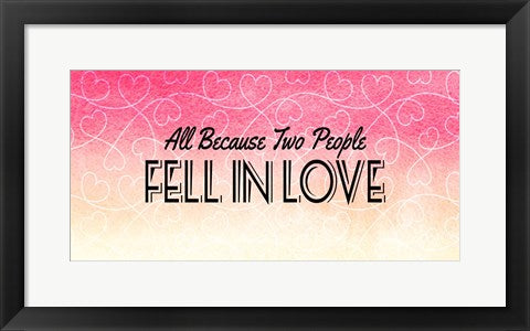 Framed Art All Because Two People Pink Ombre Wall Decor18x24 Artwork