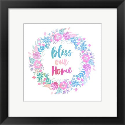Framed Art Bless Our Home -Pastel Wall Decor18x24 Artwork