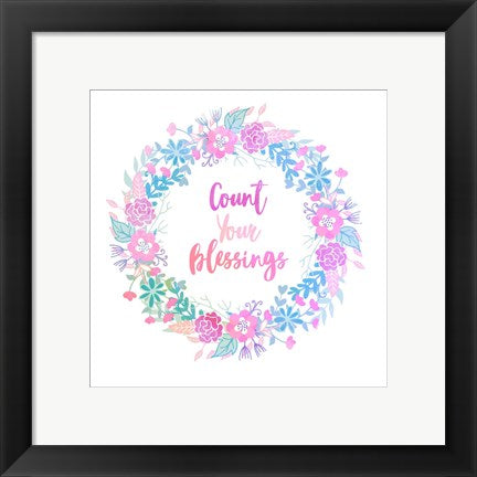 Framed Art Count Your Blessing-Pastel Wall Decor18x24 Artwork