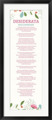 Framed Art Floral Desiderata Wall Decor 18x24 Artwork