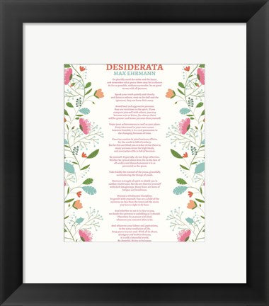 Framed Art Decorative Desiderata Wall Decor 18x24 Artwork