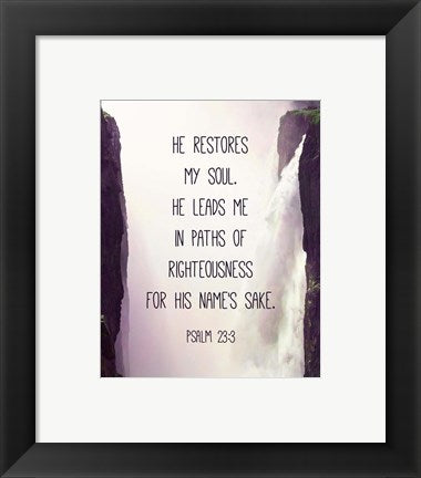 Framed Art Psalm 23:3 Wall Decor 18x24 Artwork