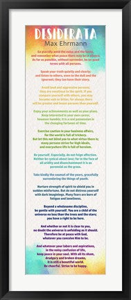 Framed Art Colorful Desiderata Wall Decor 18x24 Artwork