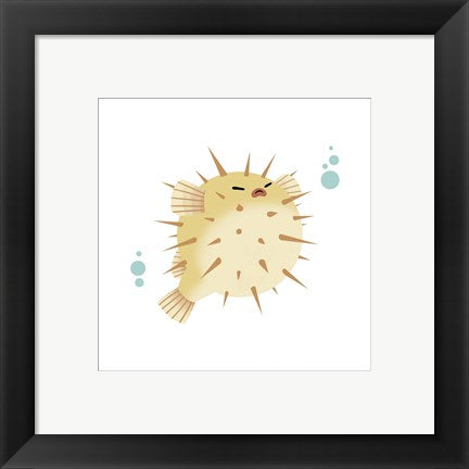 Framed Art Sea Creatures - Pufferfish Wall Decor 18x24 Artwork