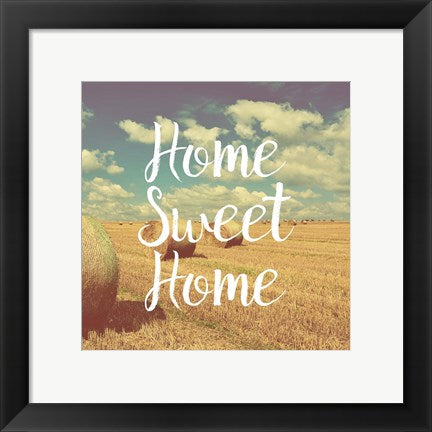 Framed Art Home Sweet Home Bales of Hay Wall Decor 18x24 Artwork