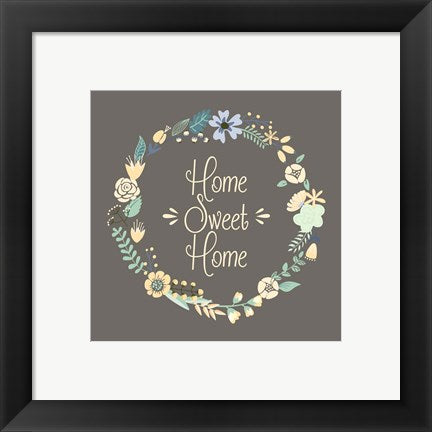 Framed Art Home Sweet Home Floral Brown Wall Decor 18x24 Artwork