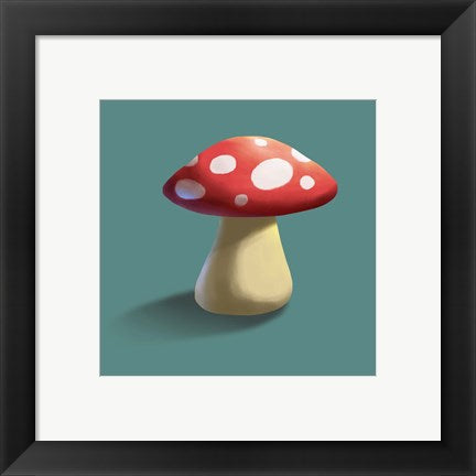 Framed Art Mushroom on Teal Background Part I Wall Decor 18x24 Artwork