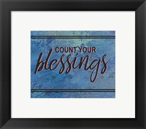 Framed Art Count Your Blessing-Blue Wall Decor18x24 Artwork
