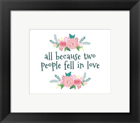 Framed Art All Because-Floral Wall Art Wall Decor 18x24 Artwork