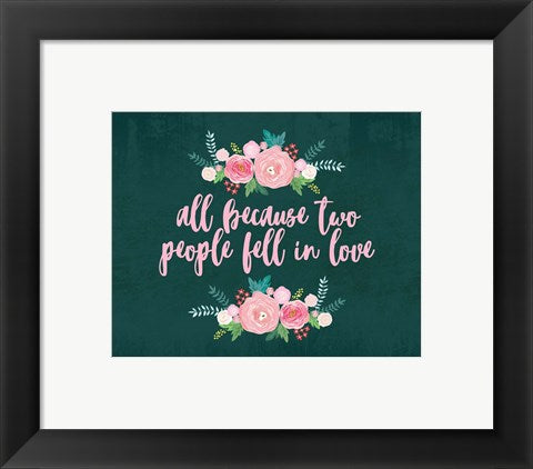 Framed Art All Because-Teal Wall Art Wall Decor 18x24 Artwork