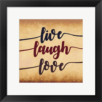 Framed Art Live Laugh Love-Aged Script Wall Decor 18x24 Artwork