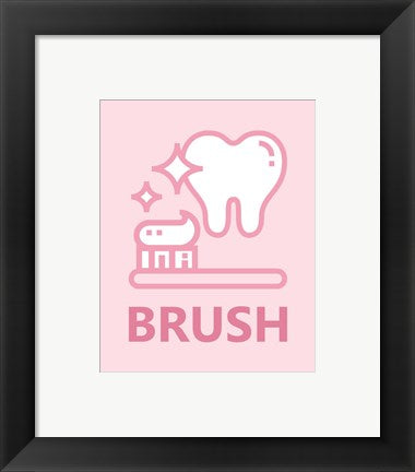 Framed Art Girl's Bathroom Task-Brush Wall Decor 18x24 Artwork
