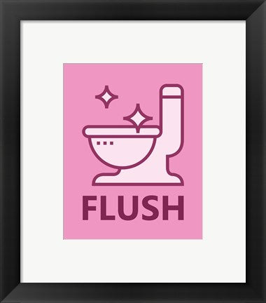 Framed Art Girl's Bathroom Task-Flush Wall Decor 18x24 Artwork