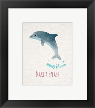 Framed Art Make a Splash Dolphin White Wall Decor 18x24 Artwork