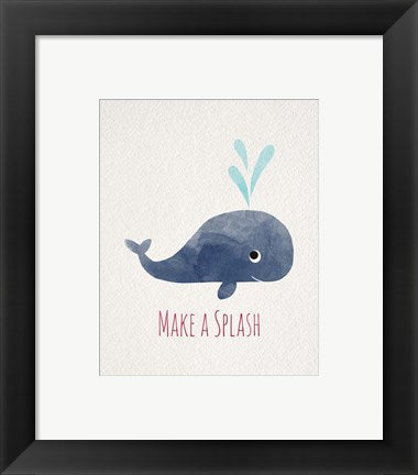 Framed Art Make a Splash Whale White Wall Decor 18x24 Artwork
