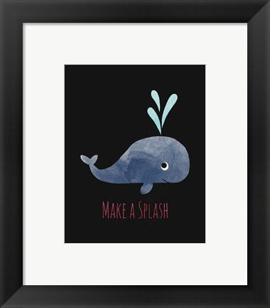 Framed Art Make a Splash Whale Black Wall Decor 18x24 Artwork
