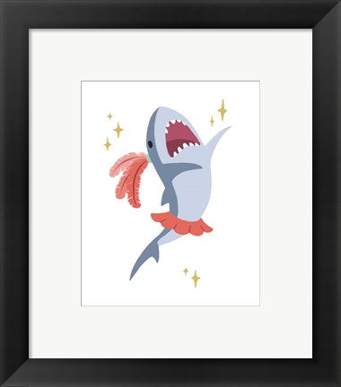 Framed Art Wash Brush Floss Flush Shark Coral Part I Wall Decor 18x24 Artwork