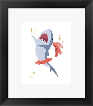 Framed Art Wash Brush Floss Flush Shark Coral Part III Wall Decor 18x24 Artwork