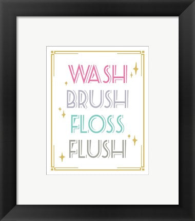 Framed Art Wash Brush Floss Flush Shark Pink Part II Wall Decor 18x24 Artwork