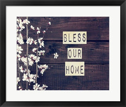 Bless Our Home Flowers on Wood Background by Color Me Happy