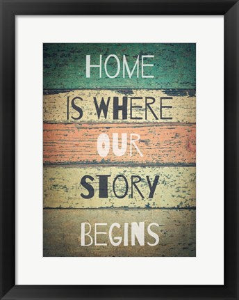 Framed Art Home is Where Our Story Begins Painted Wood Wall Decor 18x24 Artwork