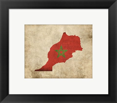 Framed Art Map with Flag Overlay Morocco by Take Me Away Wall Decor 18x24 Artwork