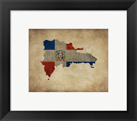 Framed Art Map with Flag Overlay Dominican Republic by Take Me Away Wall Decor 18x24 Artwork