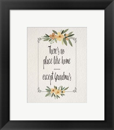 Framed Art There's No Place Like Home Except Grandma's Yellow Flowers Wall Decor 18x24 Artwork