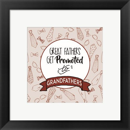 Framed Art Great Fathers Get Promoted to Grandfathers Red Wall Decor 18x24 Artwork