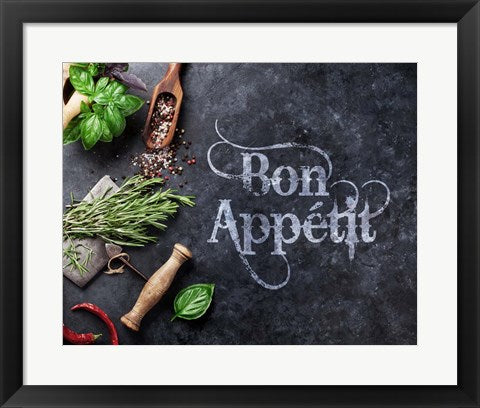 Framed Art Bon Appetit Herbs and Spices Wall Decor18x24 Artwork