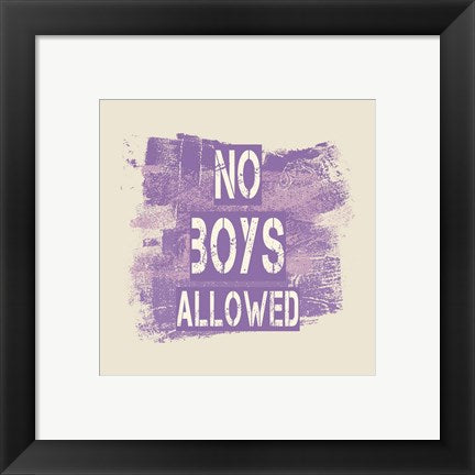 Framed Art No Boys Allowed Grunge Paint Purple Wall Decor 18x24 Artwork