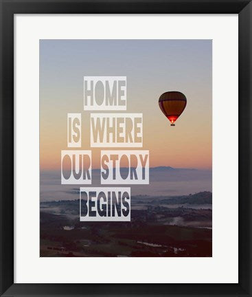 Framed Art Home is Where Our Story Begins Hot Air Balloon Color Wall Decor 18x24 Artwork