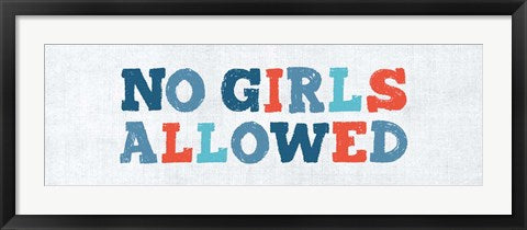 Framed Art No Girls Allowed Sign Wall Decor 18x24 Artwork