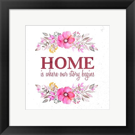 Framed Art Home Is Where Our Story Begins-Magenta Wall Decor 18x24 Artwork