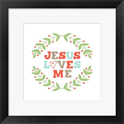 Framed Art Jesus Loves Me-Garland Wall Decor 18x24 Artwork