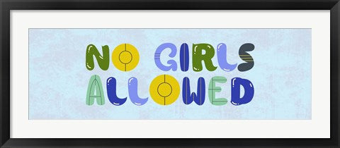 Framed Art No Girls Allowed Sign-Retro Wall Decor 18x24 Artwork