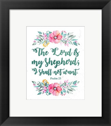 Framed Art The Lord Is My Shepherd-Floral Wall Decor 18x24 Artwork