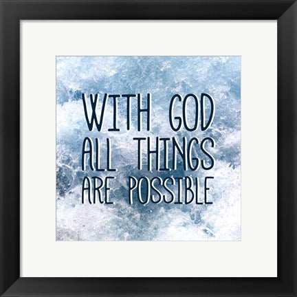 Framed Art With God All Things Are Possible Wall Decor 18x24 Artwork