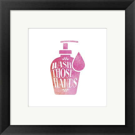 Framed Art Wash Those Hands Watercolor Silhouette Wall Decor 18x24 Artwork