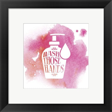 Framed Art Wash Those Hands Watercolor Splash Wall Decor 18x24 Artwork
